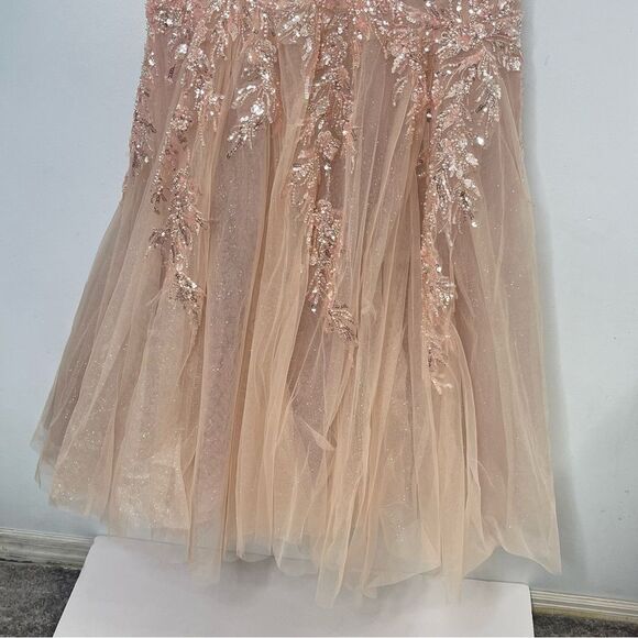 Mac Duggal 20559 Corset Bodice Floral Lace Embellished Gown, Pink, Plus Size 14 - Picture 13 of 15